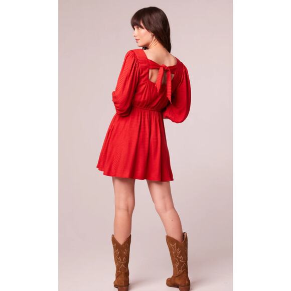 Band of the Free by Band of Gypsies‎ Josette Aurora Red Puff Sleeve Dress Size M - Picture 2 of 8
